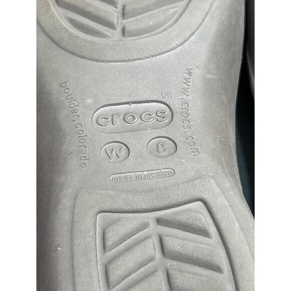 Womens Crocs Brown Flats Slingback Sandals With Crystal Button Detail Size 8 - Picture 8 of 8